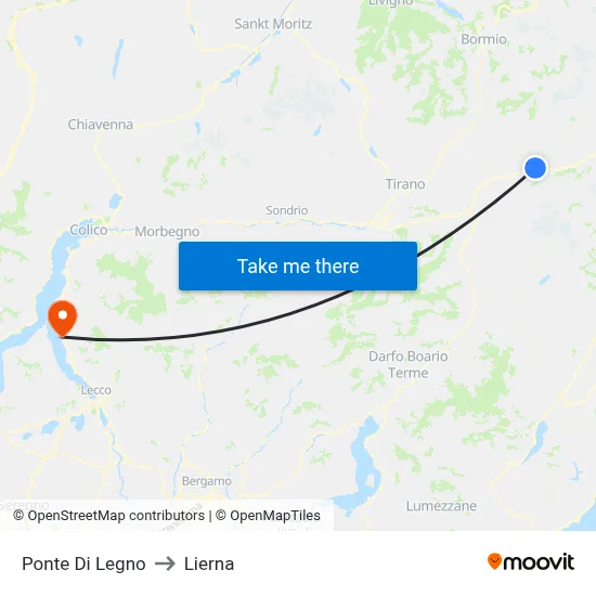 Ponte Di Legno to Lierna map