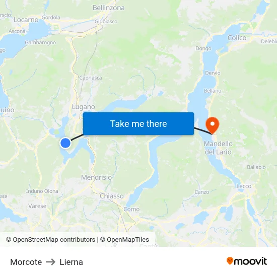 Morcote to Lierna map