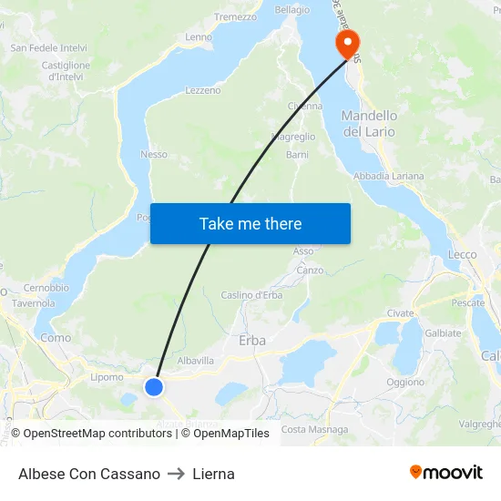 Albese con Cassano to Lierna map