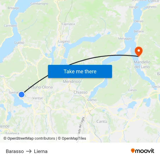 Barasso to Lierna map