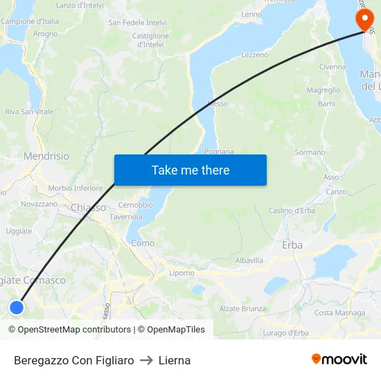 Beregazzo con Figliaro to Lierna map