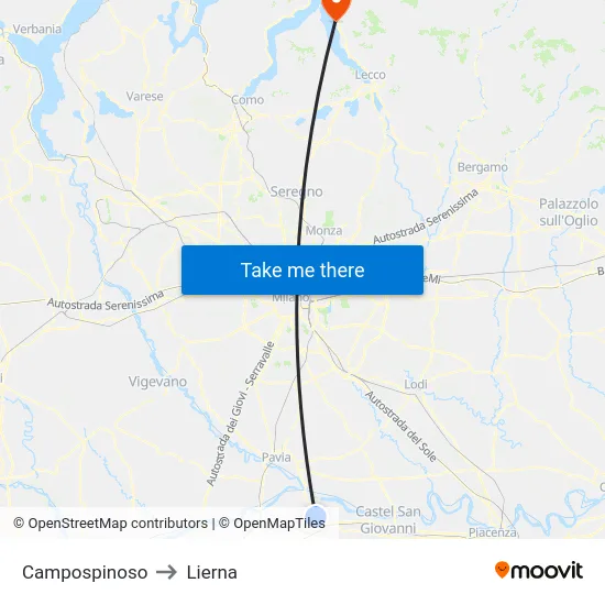 Campospinoso to Lierna map