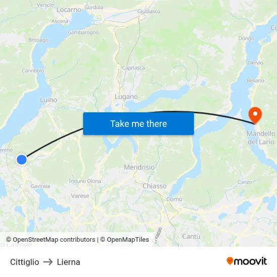 Cittiglio to Lierna map