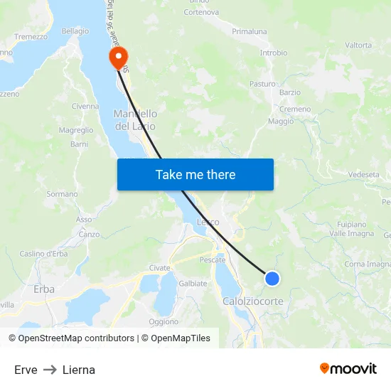 Erve to Lierna map