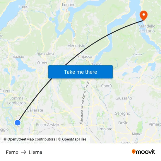 Ferno to Lierna map