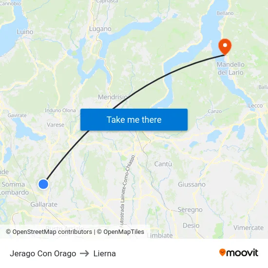 Jerago con Orago to Lierna map