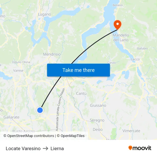 Locate Varesino to Lierna map