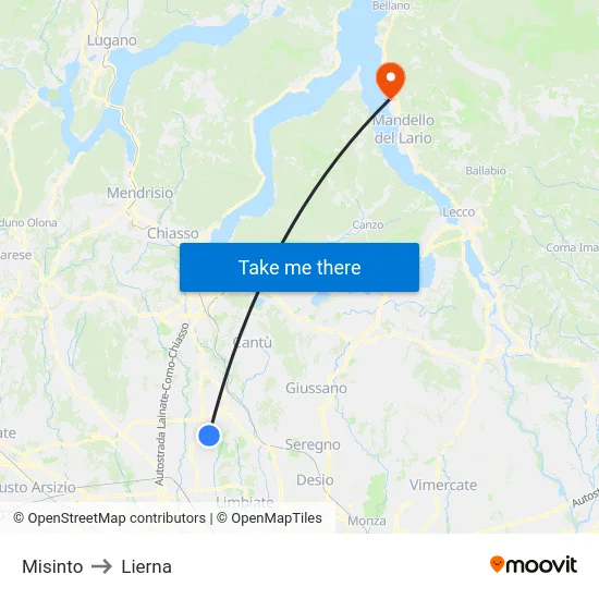Misinto to Lierna map