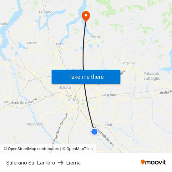 Salerano Sul Lambro to Lierna map