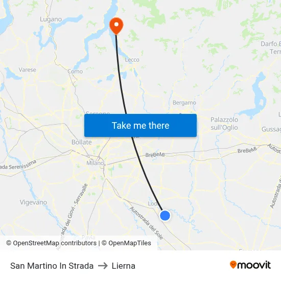 San Martino In Strada to Lierna map