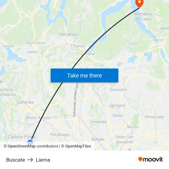 Buscate to Lierna map