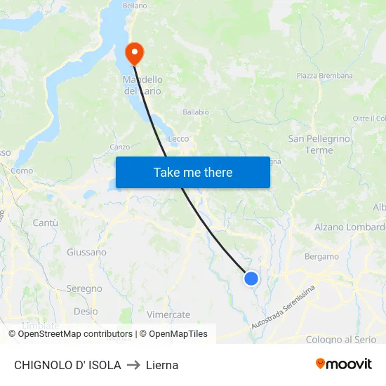 CHIGNOLO D' ISOLA to Lierna map