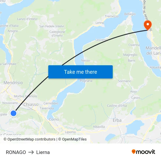Ronago to Lierna map