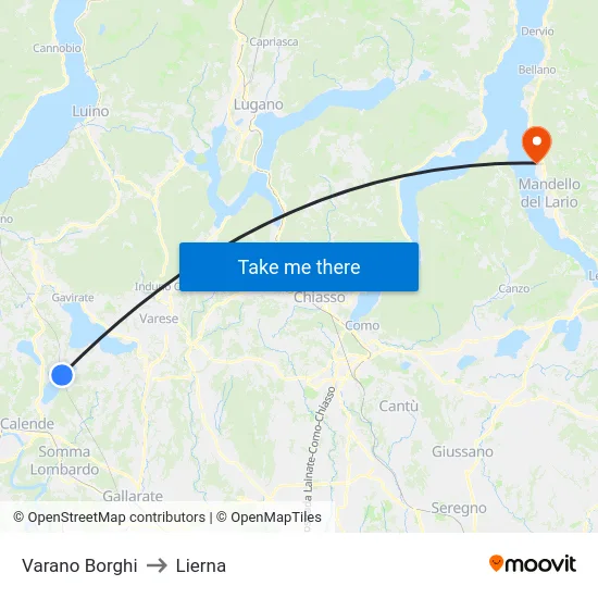 Varano Borghi to Lierna map