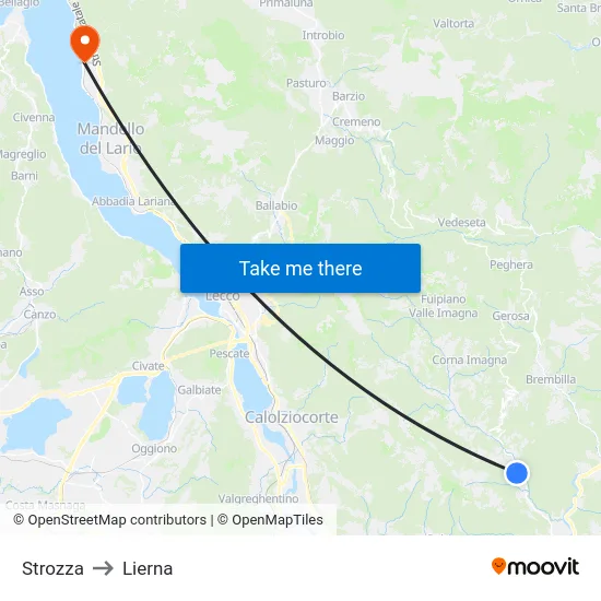 Strozza to Lierna map
