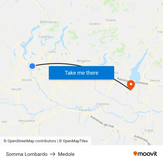 Somma Lombardo to Medole map