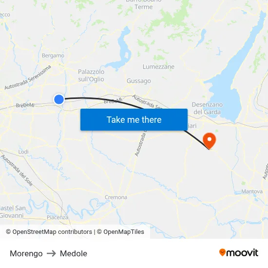 Morengo to Medole map