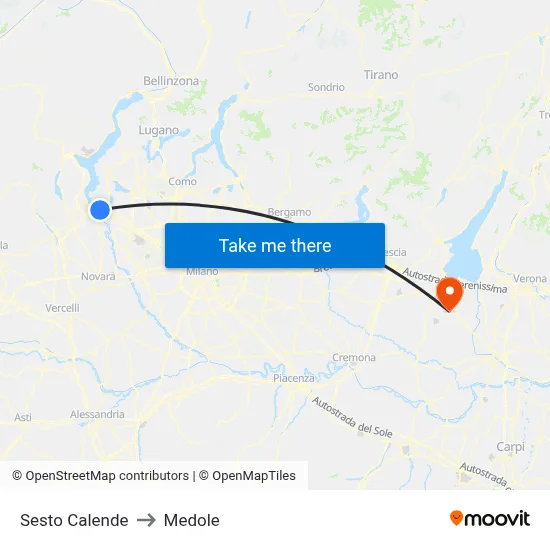 Sesto Calende to Medole map
