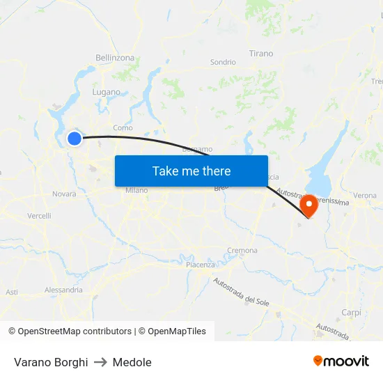 Varano Borghi to Medole map