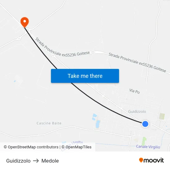 Guidizzolo to Medole map
