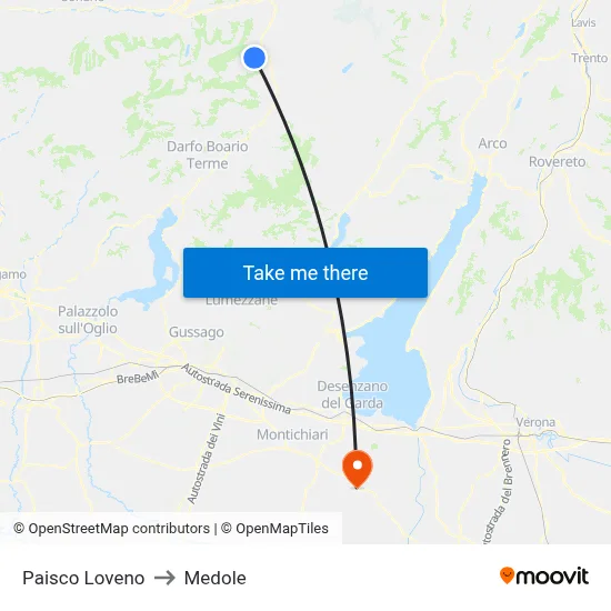Paisco Loveno to Medole map
