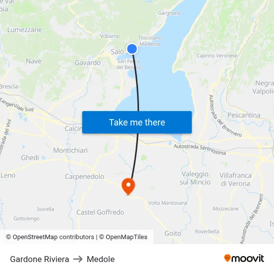 Gardone Riviera to Medole map