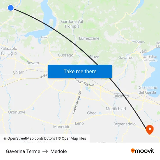 Gaverina Terme to Medole map
