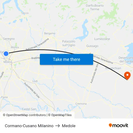 Cormano-Cusano Milanino to Medole map
