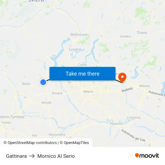 Gattinara to Mornico Al Serio map
