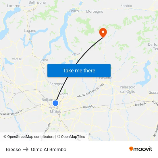 Bresso to Olmo Al Brembo map