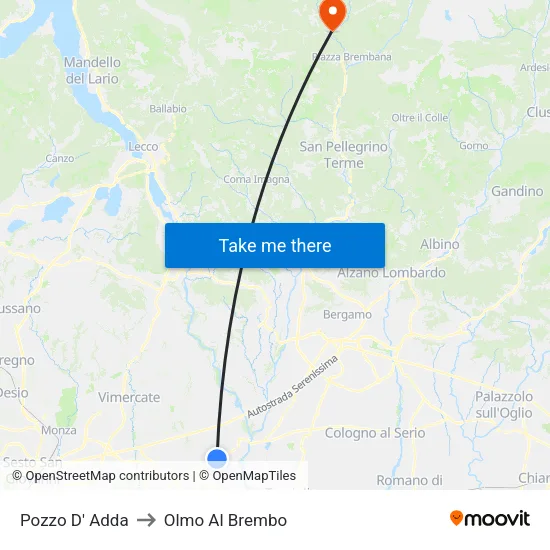 Pozzo D' Adda to Olmo Al Brembo map