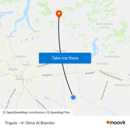 Trigolo to Olmo Al Brembo map
