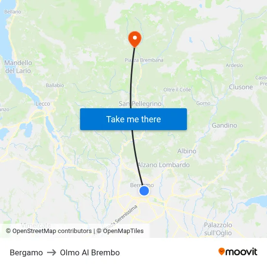 Bergamo to Olmo Al Brembo map