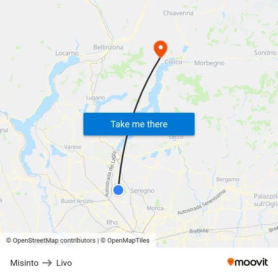 Misinto to Livo map