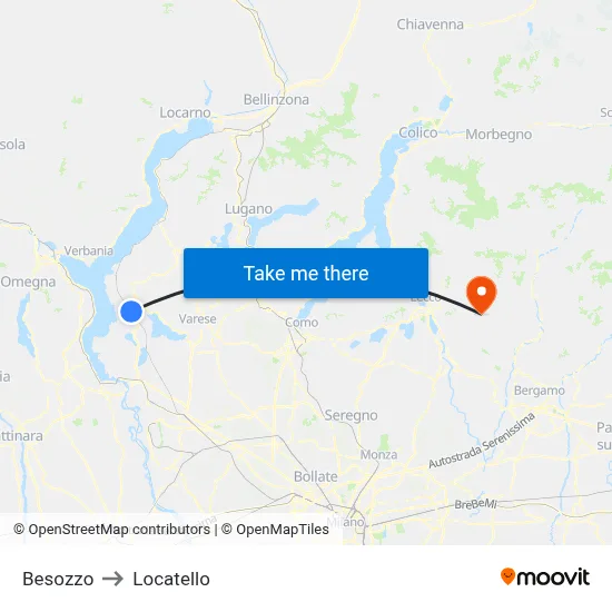 Besozzo to Locatello map