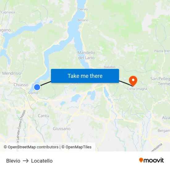 Blevio to Locatello map