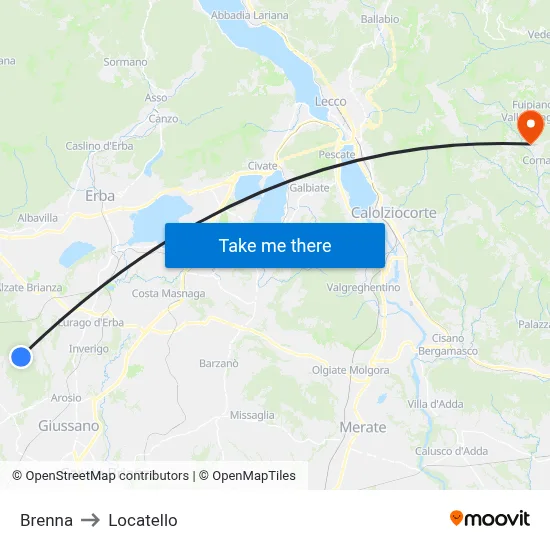 Brenna to Locatello map