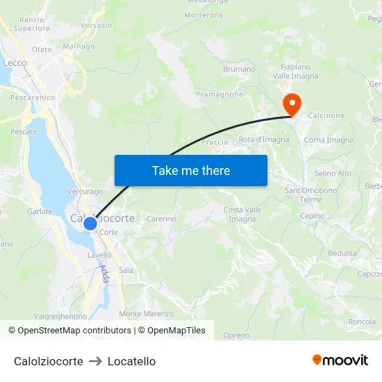 Calolziocorte to Locatello map
