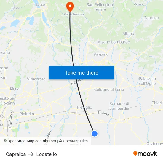 Capralba to Locatello map