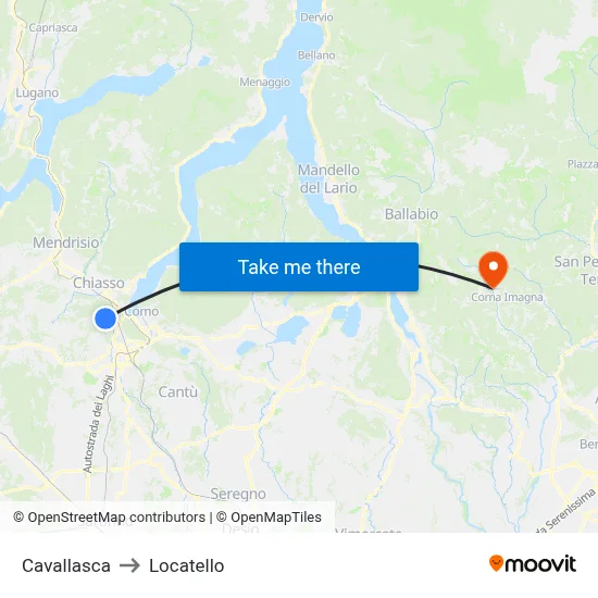 Cavallasca to Locatello map