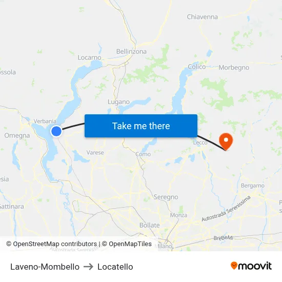 Laveno-Mombello to Locatello map