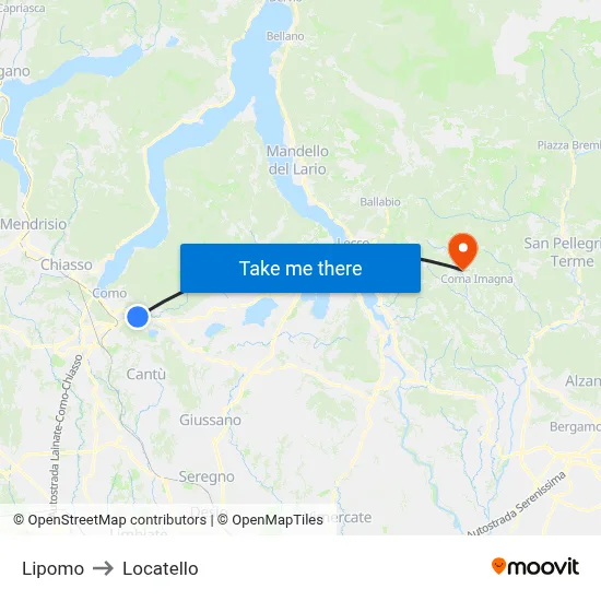 Lipomo to Locatello map