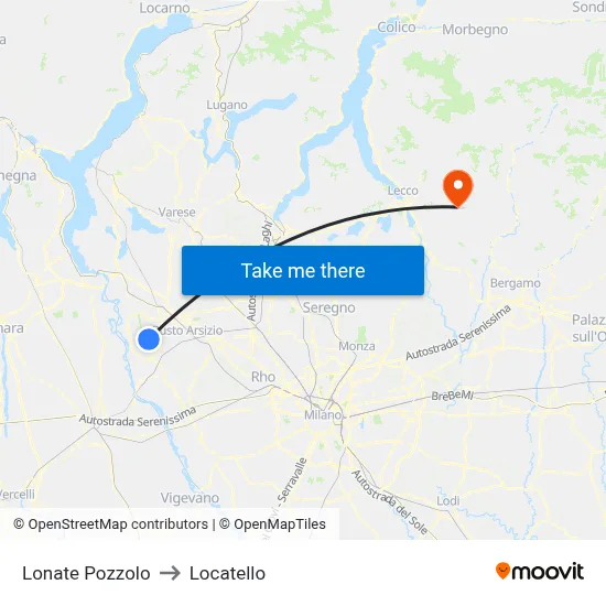Lonate Pozzolo to Locatello map