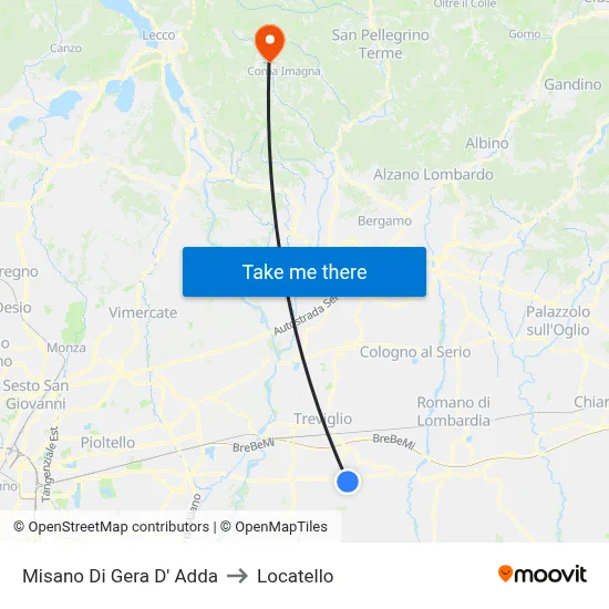 Misano di Gera d'Adda to Locatello map