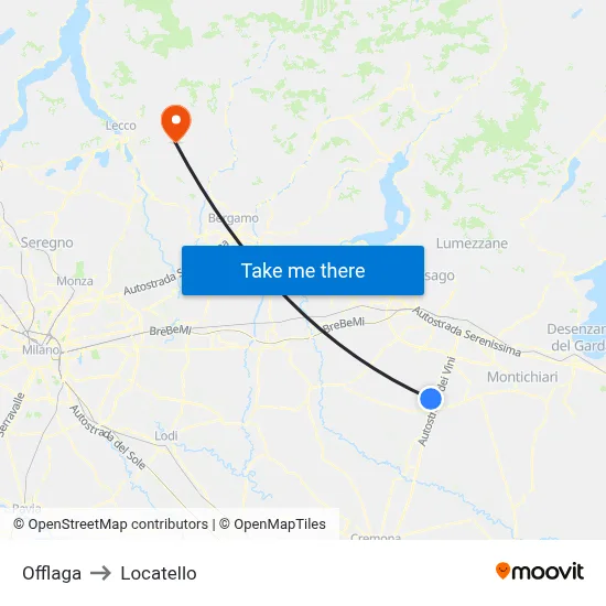 Offlaga to Locatello map