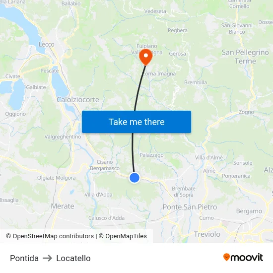 Pontida to Locatello map