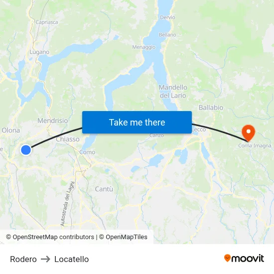 Rodero to Locatello map