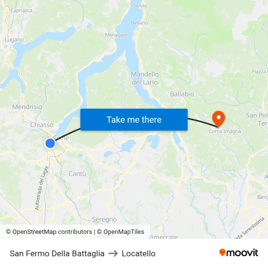San Fermo Della Battaglia to Locatello map