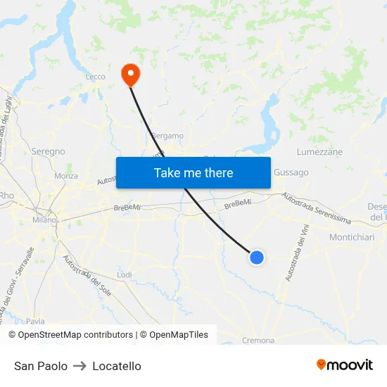 San Paolo to Locatello map