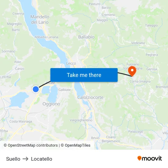 Suello to Locatello map